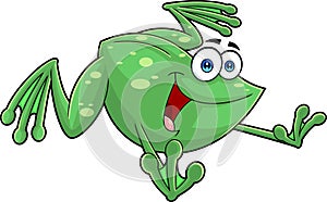 Cute Frog Cartoon Mascot Character Jumping