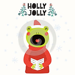 Cute frog Christmas card