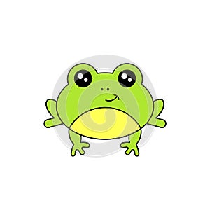 Cute frog smiling. Kawaii style frog drawing.