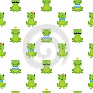 cute frog vector pattern, seamless pattern, flat frog cartoon background