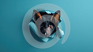 cute fruit bat peeking through a hole