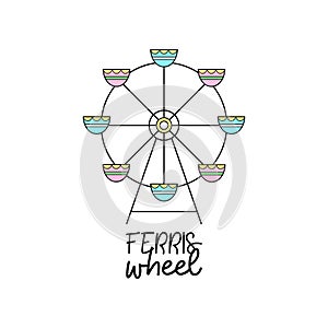 Cute funfair ferris wheel vector illustration