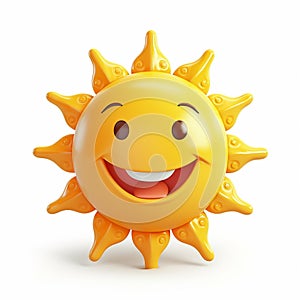 Cute funny 3d cartoon smiling sun