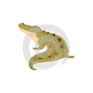 Cute funny alligator or crocodile flat style, vector illustration