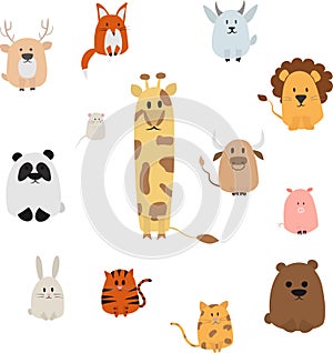 Cute funny animals of the same shape