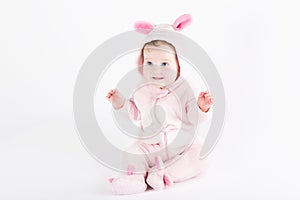 Cute funny baby dressed as an Easter bunny
