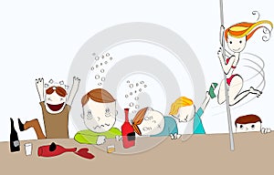 Cute and funny bachelor party illustration