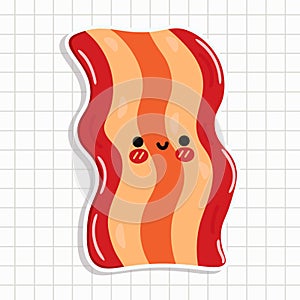 Cute funny bacon sticker. Vector hand drawn cartoon kawaii character illustration icon. Bacon character concept
