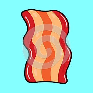 Cute funny bacon waving hand. Vector hand drawn cartoon kawaii character illustration icon. Isolated on blue background