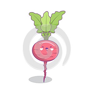 Cute funny beetroot vegetable cartoon kawaii style vector illustration