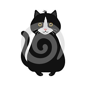 Cute funny black cat. Cartoon baby illustration, print, postcard vector