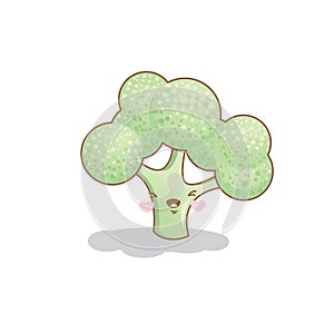 Cute funny broccoli vegetable cartoon kawaii