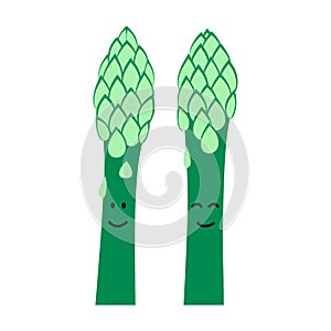 Cute, funny cartoon asparagus character