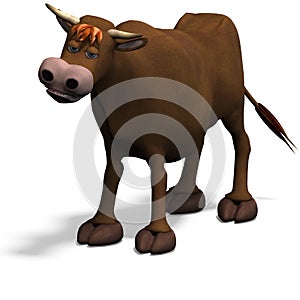 Cute and funny cartoon bull