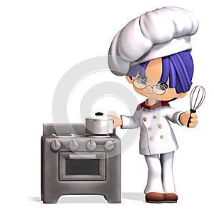 Cute and funny cartoon cook