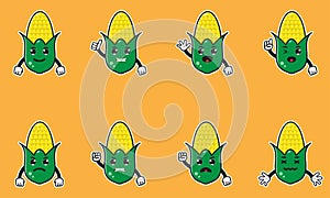 Cute and funny Cartoon Corn set.
