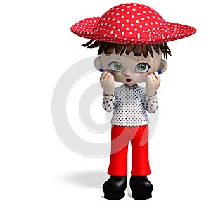 Cute and funny cartoon doll with hat