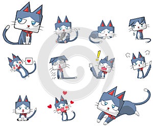 Cute and funny cartoon kitten cat character mascot