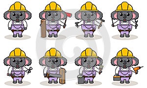 Cute and funny cartoon Koala being a handyman.