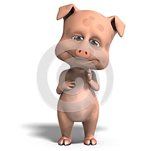 Cute and funny cartoon pig