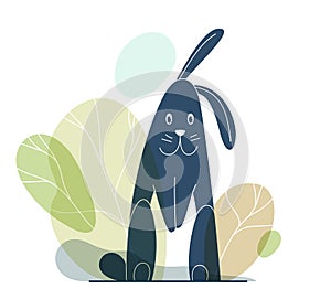 Cute funny cartoon rabbit vector illustration isolated