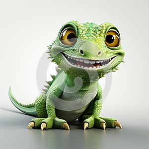 cute funny chameleon. Cute small green chameleon lizard cartoon animal design. generative ai