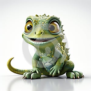 cute funny chameleon. Cute small green chameleon lizard cartoon animal design. generative ai