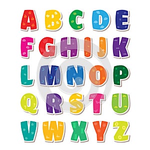 Cute funny childish alphabet. Vector font illustration