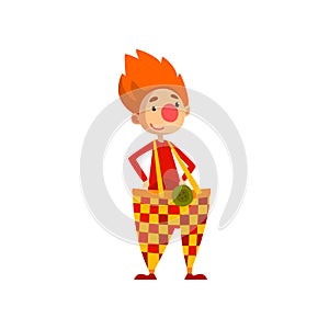 Cute funny clown cartoon character vector Illustration on a white background