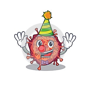 Cute and Funny Clown contagious corona virus cartoon character mascot style