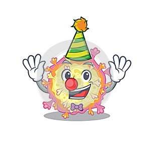 Cute and Funny Clown coronaviridae virus cartoon character mascot style