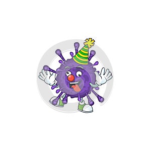 Cute and Funny Clown coronavirinae presented in cartoon character design concept
