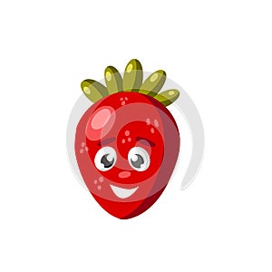 Cute and funny comic style strawberry character looking up  cartoon vector illustration isolated on white background