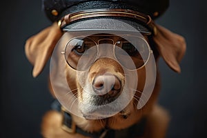 Cute , funny dog dressed in police costume