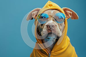 Cute and funny dog wearing in the costume of different characters