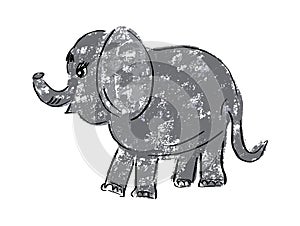 Cute funny elephant in cartoon style. Doodle.