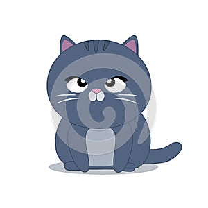 Cute funny fat cat sitting. Head face silhouette icon. Kitten with sad eyes. Cartoon baby character. Funny kawaii animal. Pet