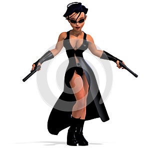 Cute and funny female comic spy girl