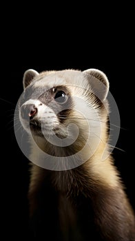 The cute funny ferret portrait banner copy space