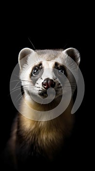 The cute funny ferret portrait banner copy space