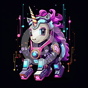 Cute and Funny Gaming Logo: Mecha Marauder vs Pixelated Unicorn Dance-Off