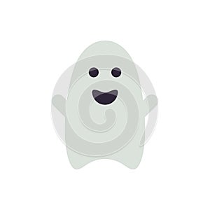 Cute funny ghost kids Halloween minimal icon for October holiday decorative element vector flat