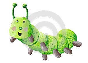 Cute funny of the green caterpillar