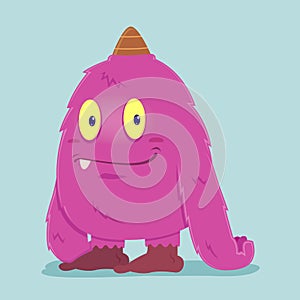 Cute funny Hairy Pink Monster