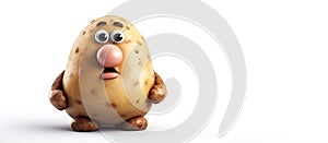 Cute funny happy smiling funny potato. flat cartoon character Generative AI illustration icon design.Isolated on white