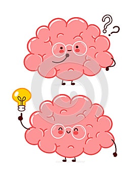 Cute funny human brain organ character