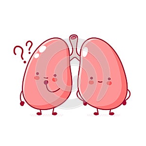 Cute funny human lungs organ character