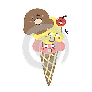 Cute and funny ice cream cone