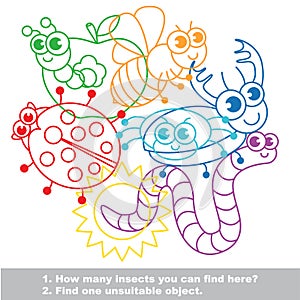 Cute funny insects mishmash colorful set in vector.