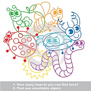 Cute funny insects mishmash colorful set in vector. photo